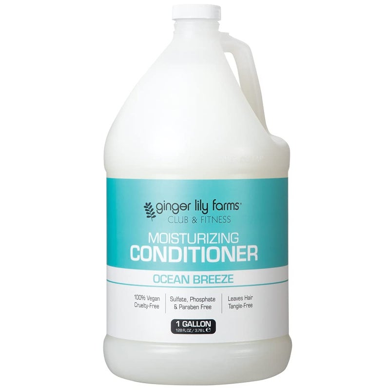 Ginger Lily Farms Club & Fitness Moisturizing Conditioner for Dry Hair, 100% Vegan & Cruelty-Free, Ocean Breeze Scent, 1 Gallon (128 fl oz) Refill - Image 1
